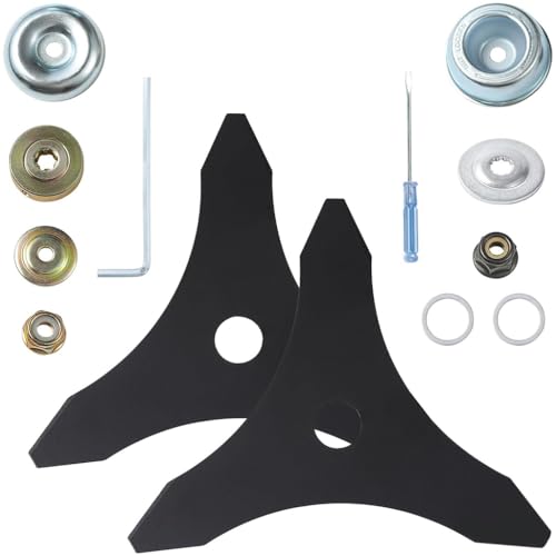 ORTIZA® 2Pcs Brush Cutter Heads Trimmer Head Manganese Steel 3-Wing Trimmer Head Replacement Kit with Bolts Nuts and Tools, 25.4mm Inner Hole Diameter Blade Trimmer Head Universal Grass Cutter Blade ORTIZA® 2Pcs Brush Cutter Heads Trimmer Head Manganese Steel 3-Wing Trimmer Head Replacement Kit with Bolts Nuts and Tools, 25.4mm Inner Hole Diameter Blade Trimmer Head Universal Grass Cutter Blade